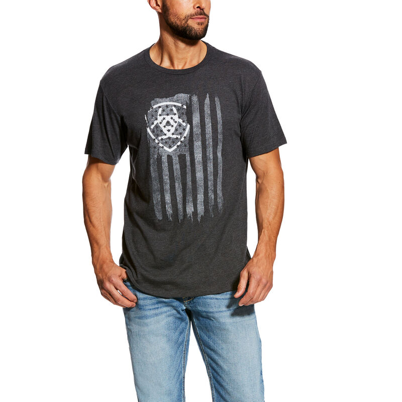 Ariat T-Shirts Herren - Vertical Flag Schwarz ( DEYQZ-0915 )